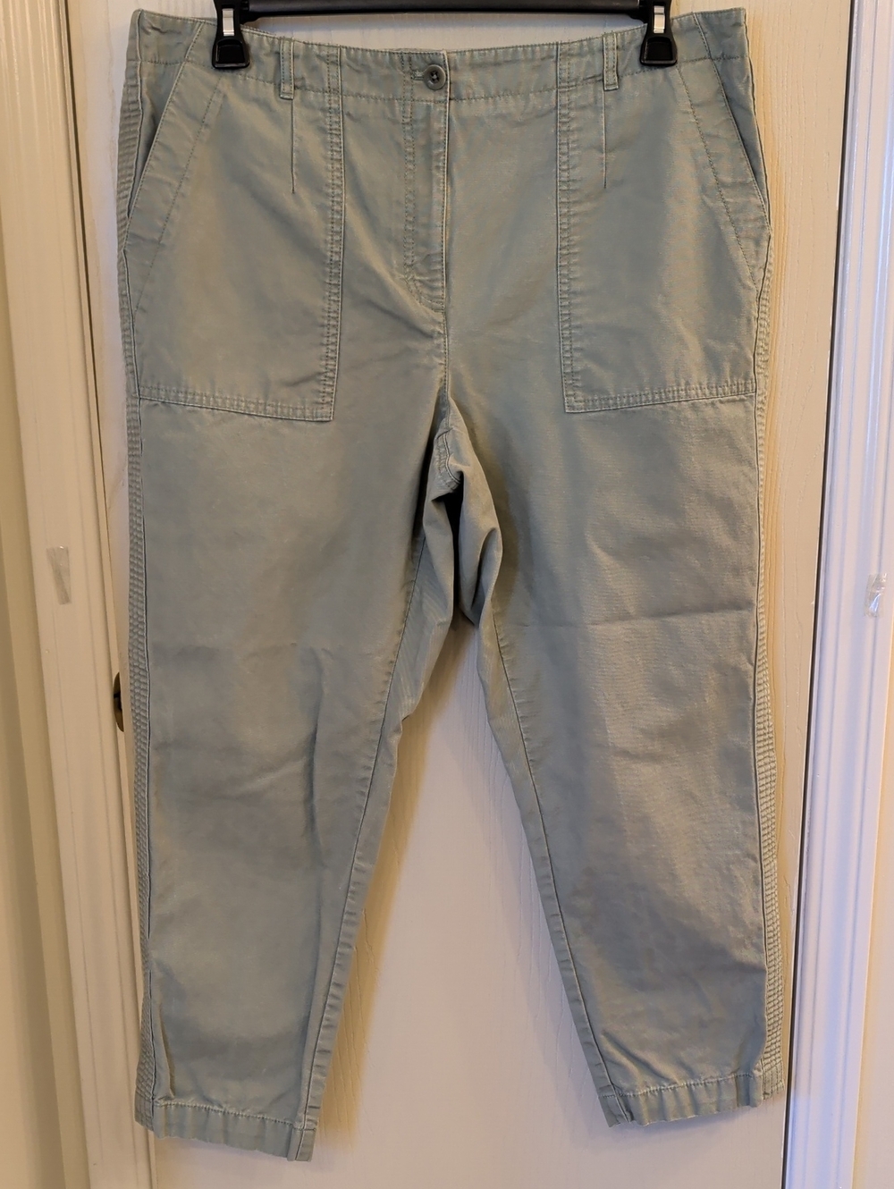 Talbots Slim Cargo Pants Size 16 | Light Sage Green Utility Straight Leg